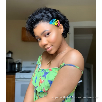 Pixie Cut Wig Human Hair Curly Bob Short Pixie Cut Lace Wig Unobvious Knots Lace Frontal 13x1 Pixie Human Hair Wig